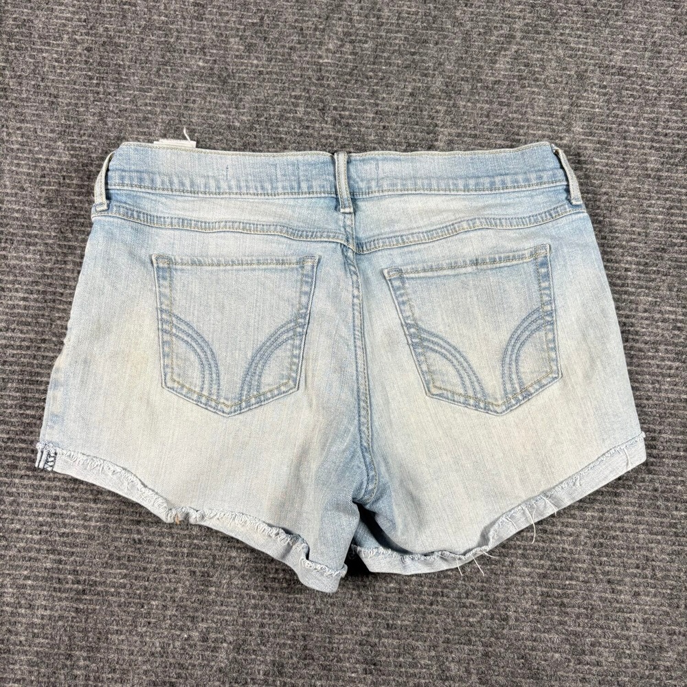 Hollister Low-Rise Midi Short Womens 9 W29 Light Blue Excellent Distressed